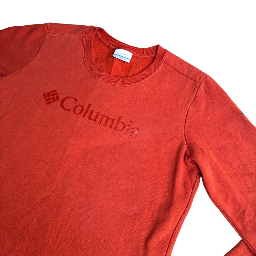 Columbia Crewneck Sweatshirt Burnt Orange Logo Fleece Pullover Womens Large